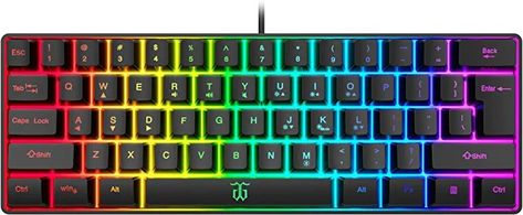 Wired Gaming Keyboard, RGB Backlit Ultra-Compact Mini Keyboard, Waterproof Small Compact 61 Keys Keyboard for PC/Mac Gamer, Typist, Travel, Easy to Carry on Business 61 Key Keyboard, 60% Keyboard, Mini Keyboard, Keyboard Keys, Computer Camera, Key Cap, Fitness Tools, Gaming Keyboard, Travel Games