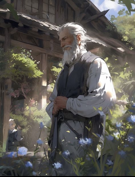 Old Mentor Character Design, Old Man Dnd Art, Elder Character Design, Old Man Art Character Design, Dnd Old Man, Old Man Dnd, D&d Monk, Architect Character, Handsome Wizard