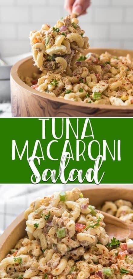 Summer truly begins with your first bite of Tuna Macaroni Salad! This nostalgic pasta side dish combines tender macaroni, tuna fish, freshly chopped veggies, and creamy dressing - a perfect addition to any picnic or BBQ! #crumbykitchen #pasta #pastasalad #macaroni #tuna #tunasalad #potluck #picnic #barbecue #sidedish Macaroni Salades, Pasta Side Dish, Tuna Fish Salad, Tuna Macaroni Salad, Tuna Fish Recipes, Pasta Side, Chopped Veggies, Healthy Foods To Make, Pastas Recipes