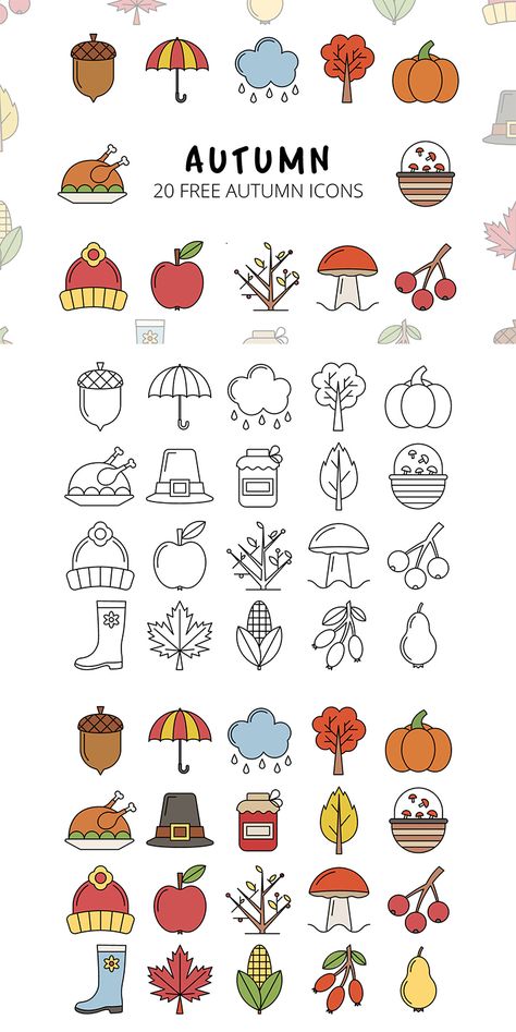 Beauty Icons Design, November Symbols, November Icons, September Icon, November Template, Poster Environment, Forest Border, Autumn Icons, Layout Wallpaper