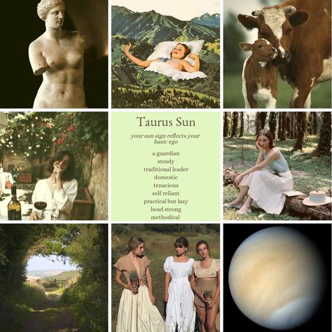 Taurus Sun Gemini Rising, Taurus Sun Aries Moon Aesthetic, Zodiac Aesthetic Taurus, Taurus Sun Libra Rising, Taurus Mood Board, Green Taurus Aesthetic, Taurus Vibes Aesthetic, Taurus Room Aesthetic, Taurus Sun Aesthetic