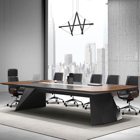 Meeting Desk Design, Office With Conference Table, Meeting Table Design Modern, Conference Table Design Modern, Black Conference Table, Boardroom Table Design, Modern Classic Office, Large Conference Table Modern, Conference Table Design Meeting Rooms