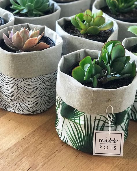 Fabric Plant Pot, Jute Pots For Plants, Planter Bags, Plant Pot Covers, Plant Covers, Handmade Plant, Interior Plants, Fabric Bins, Fabric Baskets