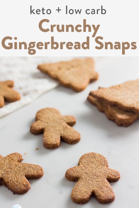 Keto Ginger Snaps, Crunchy Cookies Recipe, Keto Gingerbread Cookies, Sugarless Cookies, Low Carb Gingerbread Cookies, Keto Gingerbread, Keto Favorites, Low Carb Gingerbread, Thm Sweets