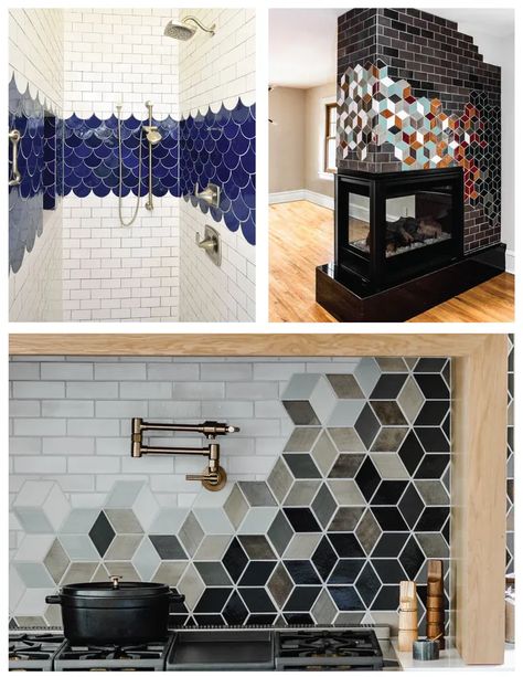 Subway Tile Colors, Herringbone Tile Pattern, Tile Shapes, Subway Tile Patterns, Subway Tile Design, Mosaic Tile Backsplash Kitchen, Mercury Mosaics, Grey Interior Design, Joinery Design