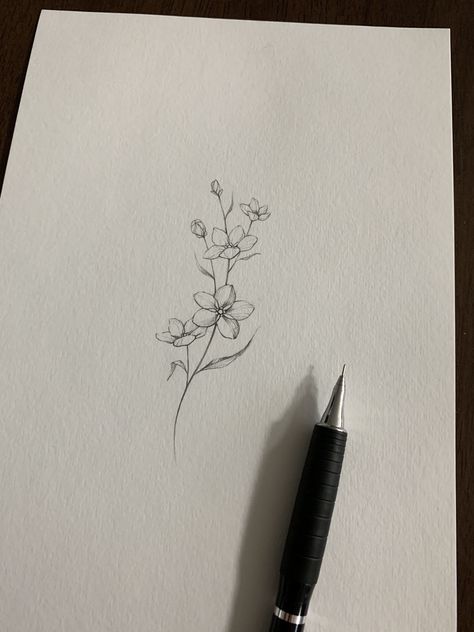 Small Wildflower Tattoo Simple, Unique Minimalist Tattoo, Dainty Flower Tattoos, Jasmine Tattoo, Violet Flower Tattoos, Violet Tattoo, Tiny Flower Tattoos, Minimalistic Tattoos, Lily Flower Tattoos