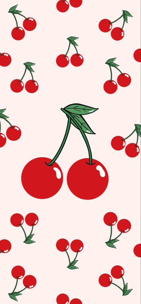 This is a cute, cherry themed wallpaper for your mobile device! #wallpaper #cherry #fruit #phonewallpaper #art #artist #artwork Retro Cherry Wallpaper, Cherry Cute Wallpaper, Cherry Laptop Wallpaper, Cherry Wallpaper Iphone, Cute Cherry Wallpaper, Cherry Wallpaper Aesthetic, Cherries Wallpaper, Cherries Aesthetic, Cherry Background