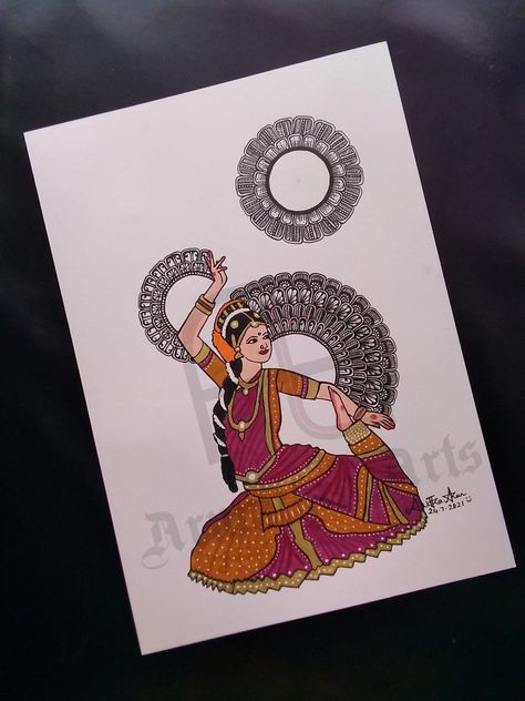 Kuchipudi dance mandala 💃 Kuchipudi Dance Painting, Kuchipudi Dance Drawing, Exam Poster, Dance Mandala, Friend Sketchbook, Dance Drawings, Colour Mandala, Kuchipudi Dance, Dance Drawing