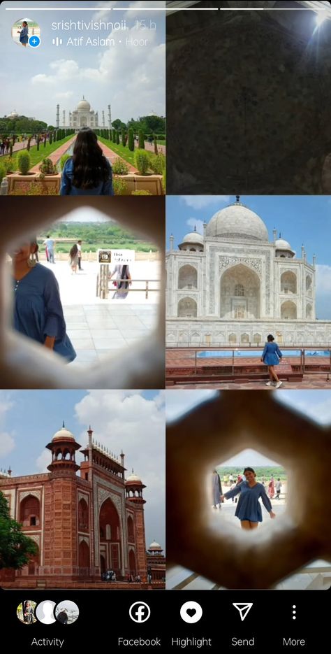 Agra Instagram Story, Travel To India Outfit, Taj Mahal Instagram Story, Agra Outfit Ideas, Agra Aesthetic Photos, Taj Mahal Picture Ideas, Taj Mahal Outfit Ideas Women, Agra Aesthetics, Aesthetic Taj Mahal