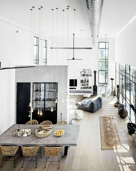 Modern House Design Interior, Interior Design Examples, Loft Inspiration, Minimal Interior Design, Loft Interior Design, Beautiful Houses Interior, Loft Interiors, Scandinavian Interior Design, Modern Loft