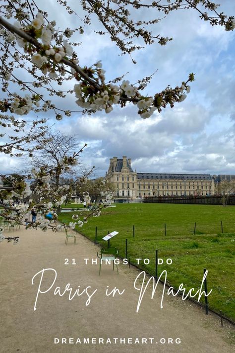 Welcome to Paris in March! Paris emerges with a vibrant energy and a touch of magic in March. Magnolia trees and cherry blossoms begin to bloom casting delicate pink hues across Paris. March in Paris is the perfect time to walk by the Seine River, see the Eiffel Tower, and get off the beaten path! With milder temperatures and fewer crowds compared to peak season, March presents an ideal time to explore Paris! Here are 21 best things to do in Paris in March. France In March, March In Paris, Paris In March, Paris Trip Planning, Welcome To Paris, Paris March, Things To Do In Paris, Seine River, Paris Travel Guide