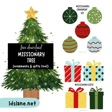 Printable Missionary Christmas Tree Christmas Ideas For Missionaries, Thanksgiving Missionary Package Ideas, 12 Days Of Christmas For Missionaries, Missionary Christmas Ideas, Missionary Christmas Packages, Printable Ornaments, Missionary Homecoming, Printable Christmas Tree, Lds Christmas