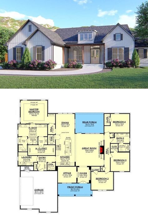 Single Level House Plans 4 Bedroom, Story And A Half House Plans Open Floor, 4 Bedroom Single Story House Plans Open Floor, One Story House 4 Bedroom, House Designs Exterior One Story, House Plans Single Story Open, 4 Bedroom Cottage House Plans One Story, Single Level Farmhouse Plans Open Floor, Open Floor Plan 4 Bedroom One Story