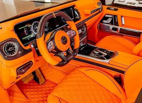 G Wagon Orange Interior, Whiskey Aesthetic, Luxury Cars Collection, Rolls Royce Corniche, Luxury Van, Nightclub Design, Custom Car Seat Covers, Luxury Car Brands, Orange Car