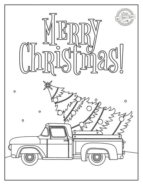 Truck With Christmas Tree Coloring Page, Christmas Truck Coloring Page, Coloring Pages Christmas Adult, Christmas Coloring Pages Adult, Vintage Christmas Coloring Pages, Stencil Pictures, Adult Christmas Coloring Pages, Vintage Coloring Pages, Free Christmas Coloring Sheets