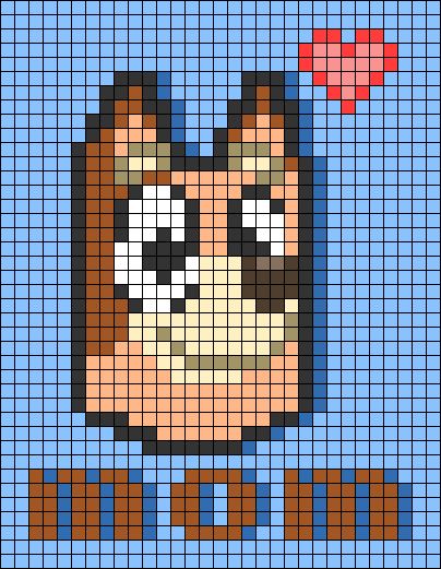 Bluey Perler Bead Patterns, Bluey Pixel Art, 32x32 Pixel Art Grid, Anbu Mask, Bluey Mom, Hama Art, Art Pixel, Easy Pixel Art, Pixel Art Templates