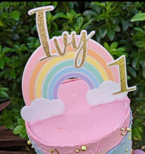 Pastel Rainbow Cake, 1 Cake Topper, Rainbow Cake Topper, Daisy Patches, 1 Cake, Glitter Cake Topper, Glitter Cake, Rainbow Glitter, Glitter Cardstock