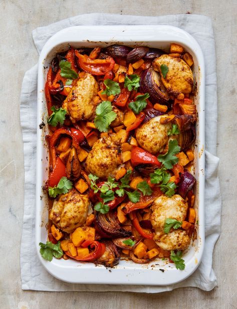 The Batch Lady’s Chicken Shawarma Traybake Chicken Traybake, Tray Bake Recipes, Tray Bake, Meal Prep Recipes, Air Fryer Recipes Chicken, Midweek Meals, Chicken Shawarma, Chicken Spices, Prep Recipes