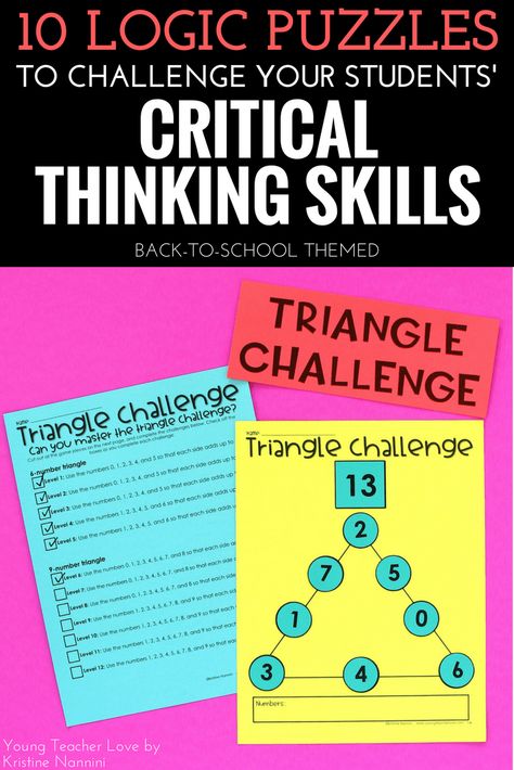 Logic And Critical Thinking, Math Enrichment, Creative Math, Critical Thinking Activities, Math Puzzles, Math Challenge, 5th Grade Classroom, Reasoning Skills, 3rd Grade Classroom