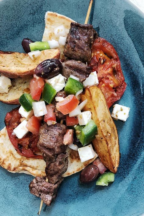 Learn how to make grilled lamb souvlaki and a Greek salad with this recipe from Giannis Kotsos of Meraki Greek Bistro in Miami—perfect for Easter. Lamb Souvlaki Recipe, Lamb Souvlaki, Best Lamb Recipes, Lamb Marinade, Souvlaki Recipe, Pork Brisket, Lamb Kebabs, Kebabs On The Grill, Greek Easter