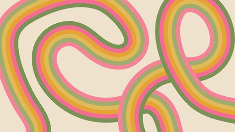 Hand drawn groovy background with curved rainbow stripes. Trendy abstract panoramic template in retro 60-70s style for design banner, advertisements, presentations, discounts, sale, social media Groovy Background, Makeup Stuff, 70s Style, Rainbow Stripes, 70s Fashion, Banner Design, Matcha, Vector Art, Hand Drawn