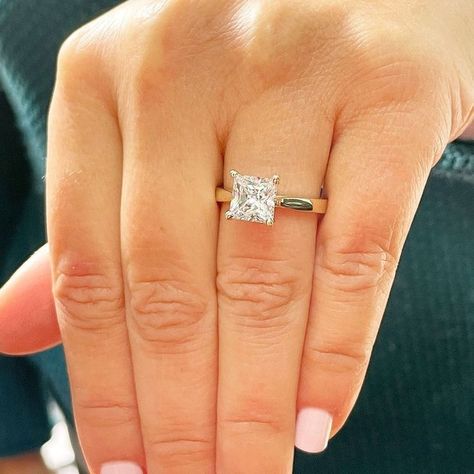 Princess Cut Engagement Rings Gold, Wedding Rings Princess Cut, Engagement Ring Solitaire, Princess Cut Moissanite, Engagement Rings Princess, Princess Cut Gold, Future Engagement Rings, Moissanite Engagement Ring Solitaire, Yellow Gold Wedding Ring