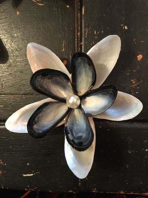 Crafts With Mussel Shells, Mussel Shell Crafts Diy, Muscle Shell Crafts, Mussel Shell Crafts, Shell Pictures, Bottle Top Art, Seashell Art Diy, Seashell Christmas Ornaments, Sea Shells Diy