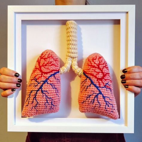 Crochet Lungs Free Pattern, Organ Crochet, Crochet Anatomy, Loom Craft, Crochet Knit Stitches, Crochet Dragon, Crochet Goodies, Crochet Fashion Patterns, Crochet Keychain