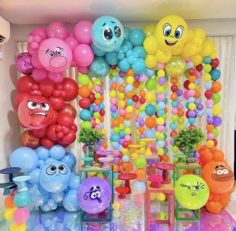 Inside Out Balloon Arch, Trunk Or Treat Inside Out, Inside Out 2 Trunk Or Treat, Inside Out Trunk Or Treat Ideas, Inside Out Decorations Classroom, Inside Out 2 Birthday Party, Inside Out Birthday Party Ideas, Inside Out Trunk Or Treat, Inside Out Decorations