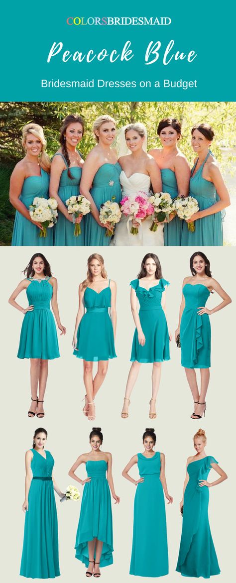 These bridesmaid dresses both in short and long styles in peacock blue color are great choice for a summer or fall wedding. They are mostly sold under $100. These cheap bridesmaid dresses will make you on a budget. All sizes are custom made! Peacock Blue Bridesmaid Dresses, Merida Wedding, Bridesmaid Dresses Color Palette, Peacock Bridesmaid Dresses, Maroon Bridesmaid Dresses, Bridesmaids Ideas, Winter Bridesmaids, Winter Bridesmaid Dresses, Bridesmaid Dresses Under 100