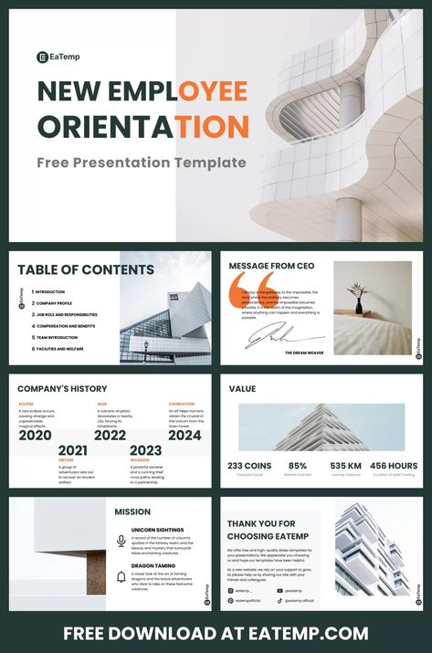 New Employee Orientation Powerpoint Presentation Slides - Free PowerPoint Templates, Google Slides, Figma Deck And Resume Orientation Presentation, Team Introduction, New Employee Orientation, Powerpoint Presentation Slides, Free Powerpoint Templates, Essay Outline, Custom Slides, New Employee, Training And Development