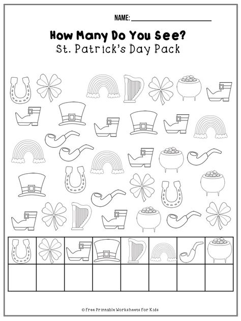 50 pages of free St Patrick’s Day themed printable worksheets for kids. Includes a variety of literacy, math and fine motor activities. #freeprintableworksheetsforkids #preschool #stpatricksday #march #kindergarten Leprechaun Activities, Printable Worksheets For Kids, St Patrick Day Activities, Free Printable Games, Kids Worksheets Printables, Easy Arts And Crafts, Fun Games For Kids, Fun Printables, Alphabet Preschool