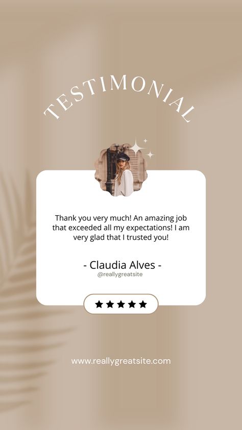 Testimonial Post Design, Testimonial Design, Post Reference, Pilates Aesthetic, Create Your Story, I Trusted You, Beige Aesthetic, Canva Design, Embroidery Fashion