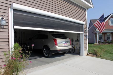 Retractable Garage Screen for Double and Single Garages - Stoett Industries Retractable Patio Screens, Garage Door Screen, Garage Screen, Single Garage Door, Garage Screen Door, Retractable Screen Door, Diy Screen Door, Garage Door Types, Door Screen