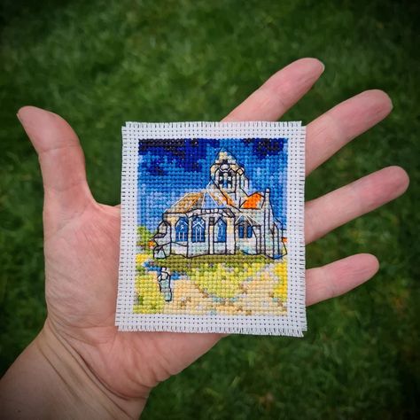 Tiny Art Cross Stitch Pattern church at Arles by Vincent | Etsy Australia Mini Art Cross Stitch, Fine Art Cross Stitch, Miniature Needlepoint, Famous Artists Paintings, Art Cross Stitch, Micro Mosaic Jewelry, Tiny Art, Tiny Cross Stitch, Cross Stitch Collection