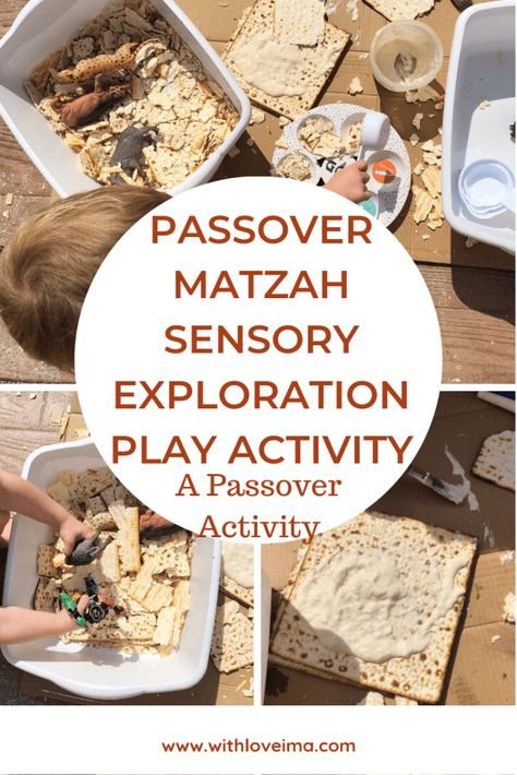 Passover Matzah Sensory Exploration Play Activity - With Love, Ima | Put last year's old matzah to good use with this fun sensory Passover activity from With Love, Ima #passover #passoveractivity #sensoryplay #sensoryactivity Passover Plagues Ideas, Passover Projects For Preschool, Passover Toddler Crafts, Passover Crafts For Toddlers, Passover Activities For Preschool, Pesach Preschool, Passover Preschool, Passover Ideas, Passover Activities