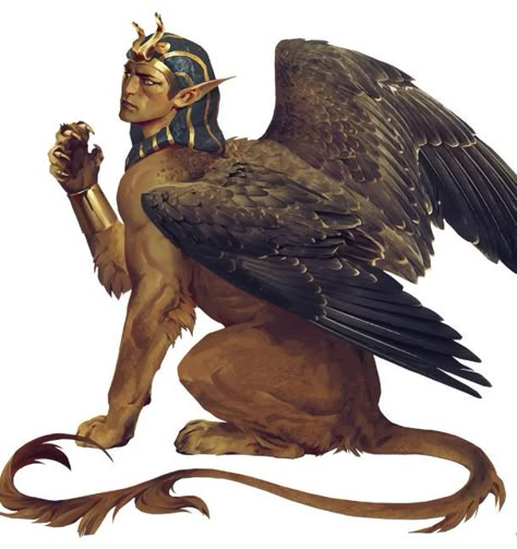 Sphinx Mythology, Beast Creature, Egyptian God, Tv Tropes, Fantasy Beasts, Egyptian Mythology, Mythology Art, Fantasy Monster, Mythical Creatures Art