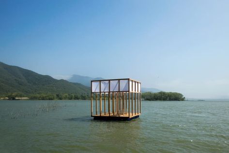 S-AR · Cámara Catamaramétrica Lake Pavilion Ideas, Pavilion Interior, Floating Pavilion, River Bath, Water Pavilion, Serpentine Pavilion, Contemporary Architecture Residential, Green Roof Building, Pavilion Plans