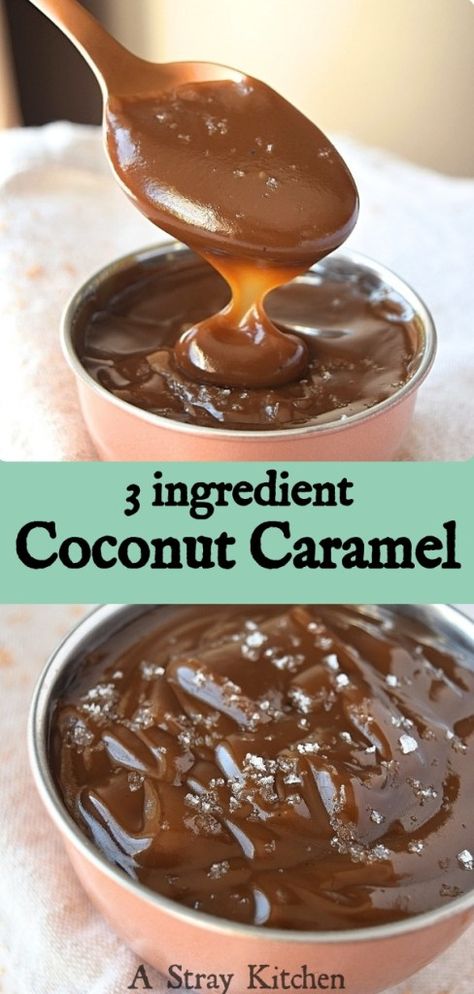 3 ingredient Coconut Caramel – A Stray Kitchen Coconut Caramel Sauce, Coconut Dessert, Dairy Free Gluten Free, Coconut Caramel, Paleo Treats, Oreo Dessert, Wedding Dessert, Vegan Treats, Paleo Dessert