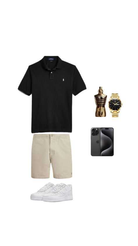 Men’s summer outfit | Men’s outfit | Summer outfit | JPG | Watch | Black Ralph Lauren Polo | Beige Ralph Lauren shorts | Shorts | Polo | AirForce1 | iPhone 15 Pro Max #summer #summeroutfit #menssummeroutfit #polo #ralphlauren #ralphlaurenshorts #iphone15 #outfit Black Polo Outfit Men, Black Polo Outfit, Polo Outfit Men, Polo Ralph Lauren Outfits, Men's Summer Outfit, Mens Smart Casual Outfits, Polo Outfit, Outfits For Mexico, Drip Outfit Men