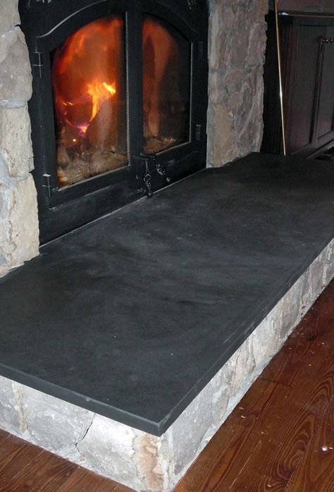 Black Slate Fireplace, Fireplace Hearth Stone, Stone Tile Fireplace, Slate Fireplace Surround, Fireplace Hearth Tiles, Limestone Fireplace Surround, Stone Fireplace Designs, Hearth Tiles, Hearth Stone