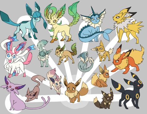 Pokemon Variations, Eevee Evolution, Pokemon Eevee Evolutions, Pokemon Fusion Art, Pokemon Stickers, Pokemon Eeveelutions, Fusion Art, Cute Reptiles, Eevee Evolutions