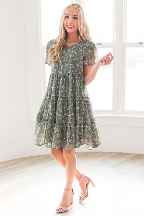 Modest Formal Dresses For Teens, Hoco Dresses Modest, Modest Dresses For Teens, Basic Girl Outfit, Neesees Dresses, Casual Dresses For Teens, Modest Summer Dresses, Cute Modest Outfits, Dark Sage