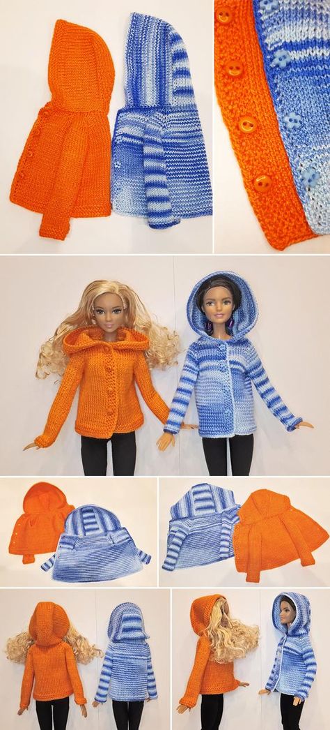 Barbie Jumper Free Knitting Pattern, Free Curvy Barbie Patterns, Free Barbie Knitting Patterns In English, Old Barbie Dolls, Barbie Doll Sweater Knitting Pattern, Knitted Barbie Clothes Patterns Free Coats & Jackets, Barbie Knitting Patterns, Yellow Clothes, Sewing Barbie Clothes