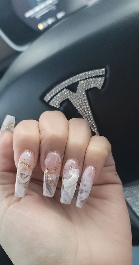 Marble With Gold, Nails 3d, Clear Nail, Clear Nails, Marble Nails, 3d Nails, 3d Design, Nail Inspo, Marble