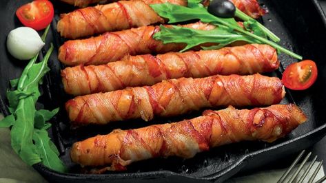 Bacon-Wrapped Sausages: Bacon Wrapped Sausages, Air Fryer Bacon, Sausage Hash, Indoor Grills, Ninja Recipes, Breakfast Hash, Sweet Potato Breakfast, Prep Kitchen, How To Cook Sausage