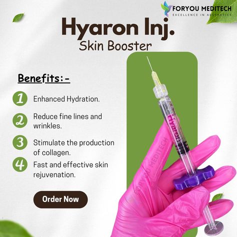 ✨ Reveal Your Radiant Skin with Hyaron Injection Skin Booster! ✨ Tired of dull, dehydrated skin? Say goodbye to fine lines and wrinkles with our revolutionary Hyaron Injection Skin Booster! Infused with the power of hyaluronic acid, this injection offers deep hydration, improved skin texture and a youthful glow. Not only does it replenish moisture, but it also stimulates collagen production, giving you firmer, more elastic skin. Experience quick and noticeable results that will leave you f... Glutathione Injection, Subcutaneous Injection Sites, Skin Booster Injection, Different Types Of Injections, Ventrogluteal Injection, Improve Skin Texture, Skin Rejuvenation, Dehydrated Skin, Skin Elasticity