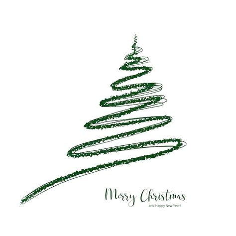 Christmas Clipart Border, Tree Line Drawing, Drawn Christmas Tree, Christmas Tree Drawing, Hand Drawn Christmas, Married Christmas, One Line Art, Abstract Tree, Coaster Design