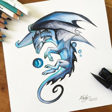 Dragon Drawing With Color, Dragon Ideas Art, Watercolour Dragon, Katy Lipscomb, Dragon Watercolor, Mystic Dragon, Tattoo Dragon, Arte Doodle, Drawing Eyes