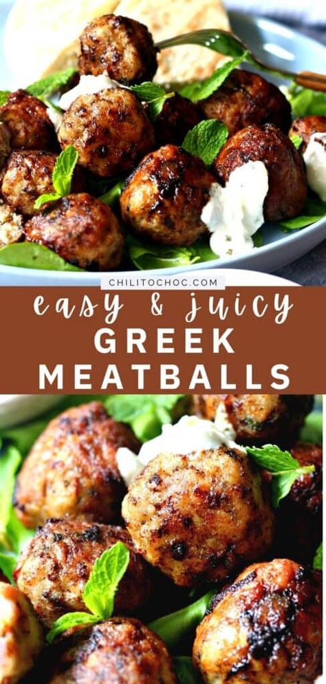 Appetizers Meatballs, Greek Meatballs Recipe, Greek Appetizers, Greek Dinners, Greek Meatballs, Easy Mediterranean Diet Recipes, Mediterranean Salad, Meatballs Recipe, Greek Dishes